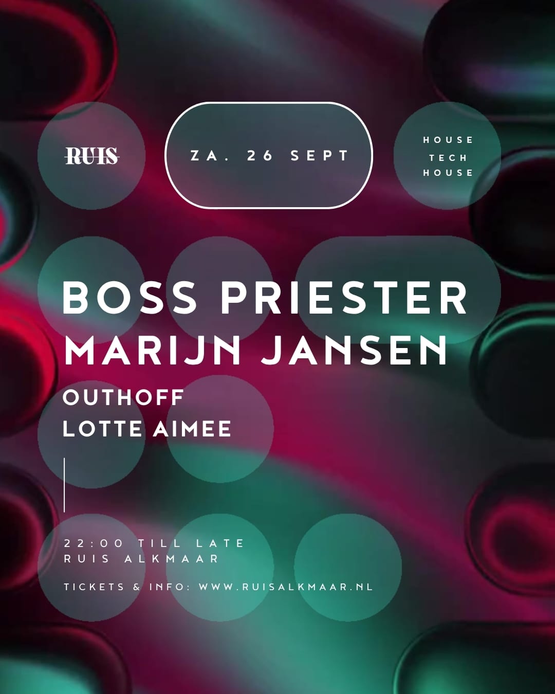 CLUB RUIS | Boss Priester, Marijn Jansen in RUIS, Alkmaar